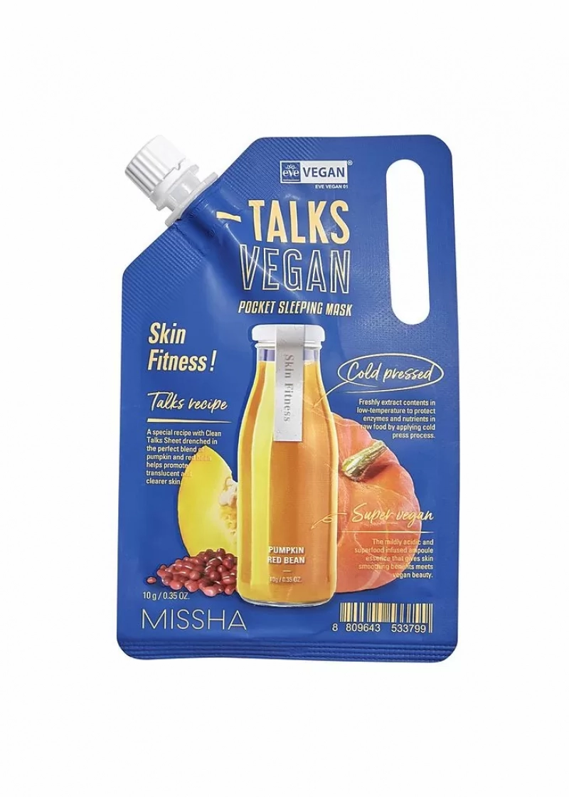 Подтягивающая ночная маска для лица Missha/Миша Talks Vegan Squeeze Pocket Sleeping Mask (Skin Fitness) (10гр)