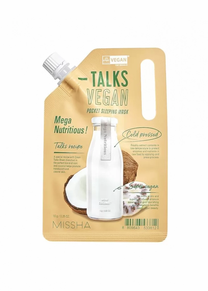 Питательная ночная маска для лица Missha/Миша Talks Vegan Squeeze Pocket Sleeping Mask (Mega Nutrition) (10гр)