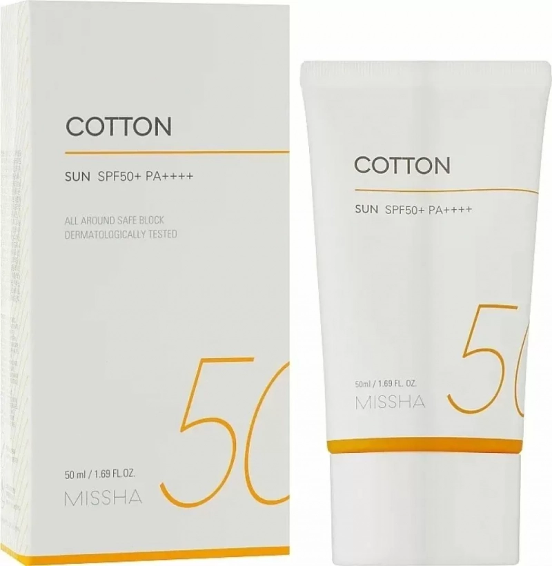 Средство солнцезащитное для лица Missha/Миша All Around Safe Block Cotton Sun SPF 50+/PA++++ (50мл)