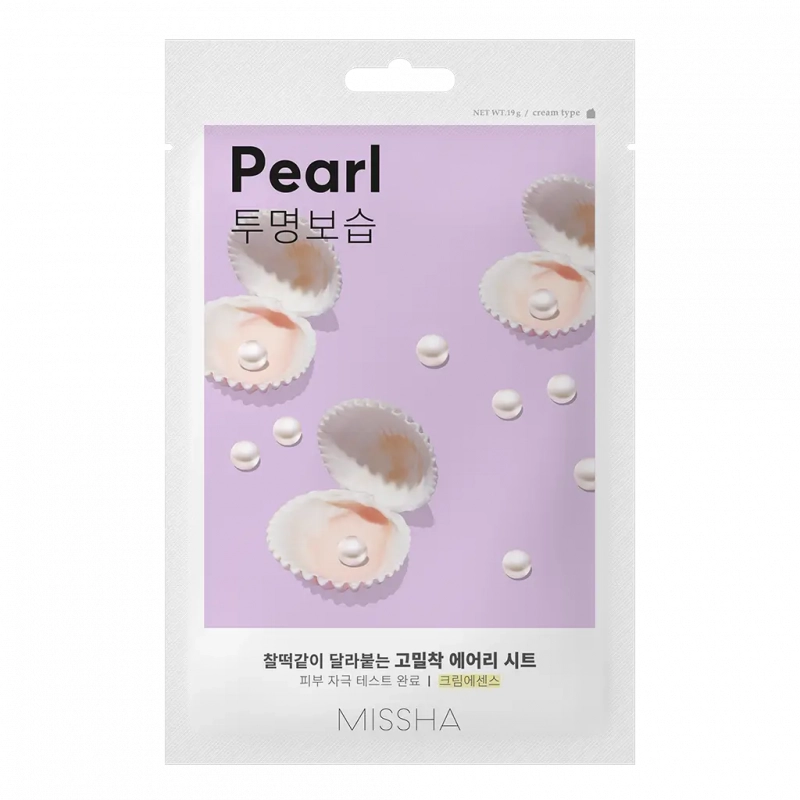 Маска для лица тканевая с экстрактом жемчуга Missha/Миша Airy Fit Sheet Mask (Pearl) (19гр)