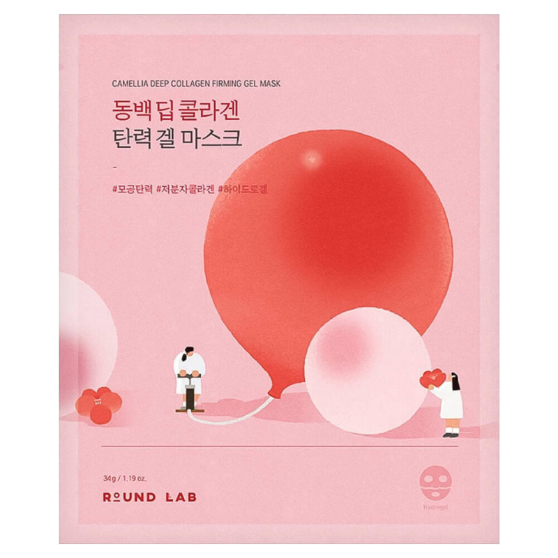 Укрепляющая гидрогелевая маска с камелией Round Lab Роунд лаб Camellia Deep Collagen Firming Gel Mask