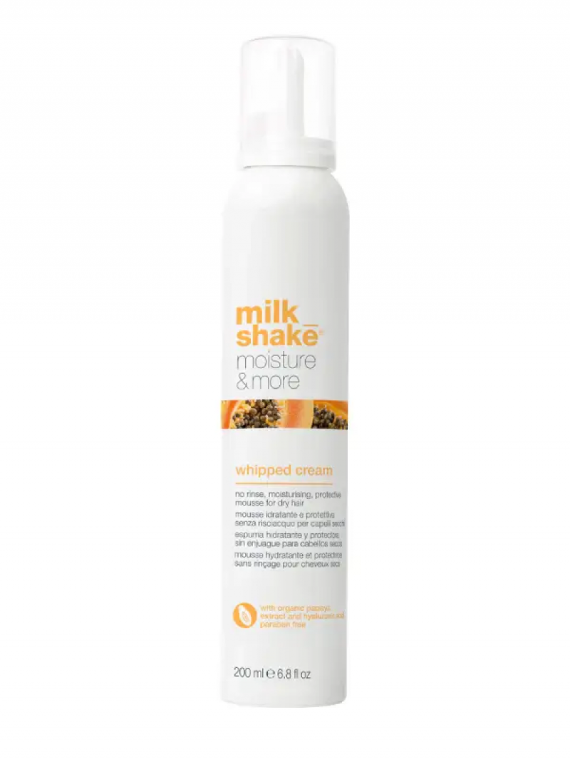 Milk Shake Whipped Cream Увлажняющая несмываемая крем-пена кондиционер для сухих волос Moisture More, 200мл
