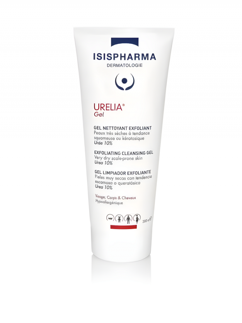 IsisPharma Urelia gel Отшелушивающий очищающий гель для умывания лица, тела и волос с 10% мочевиной Исис фарма Урелия 200мл