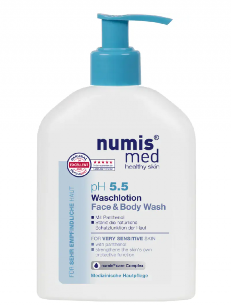 Numis med / Нумис мед Гель очищающий для лица и тела pH 5,5 для чувствительной кожи с пантенолом, 200 мл.