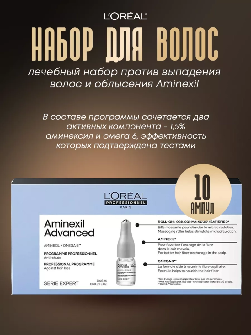 Набор против выпадения волос и облысения Aminexil Advanced