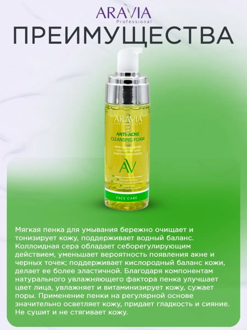 Пенка для умывания против акне с коллоидной серой 150 мл