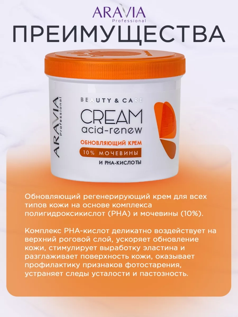 Обновляющий крем с pha - кислотами и мочевиной (10%)