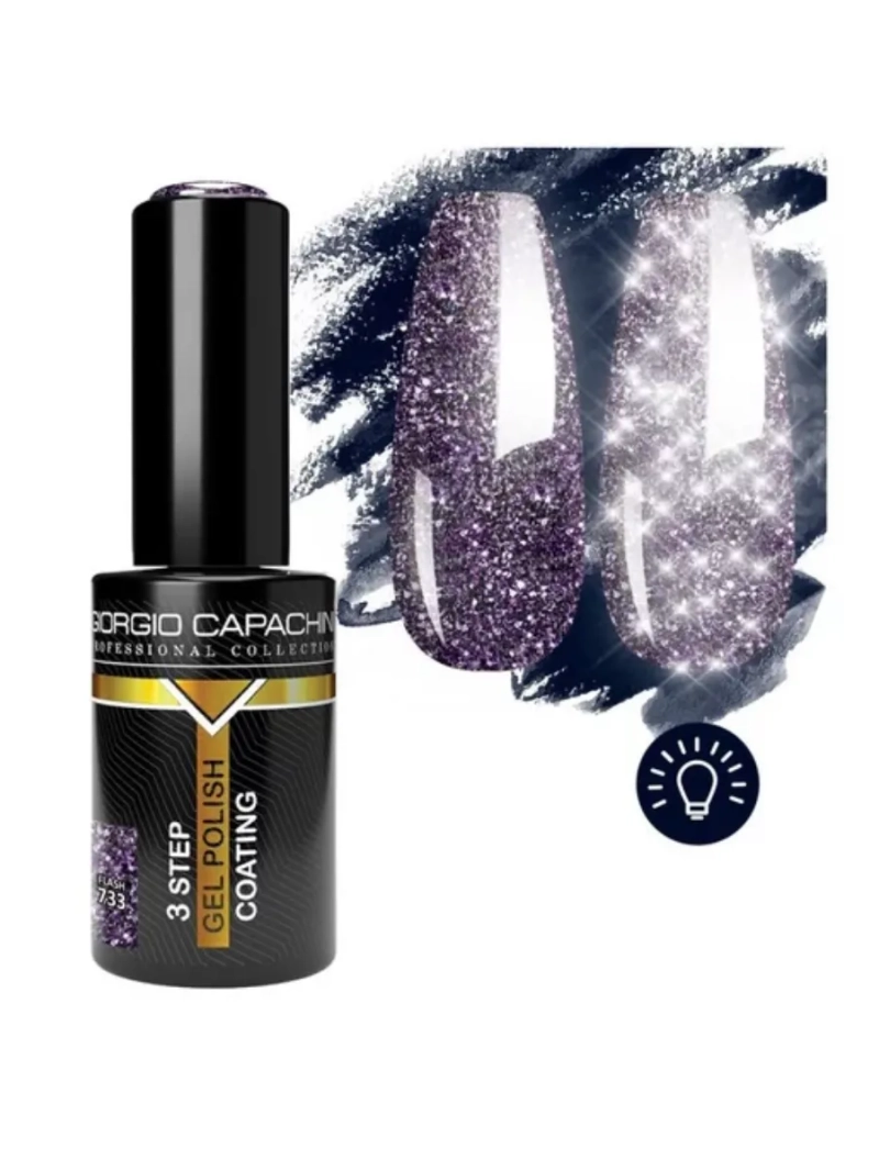 Светоотражающий гель лак с блестками т.733