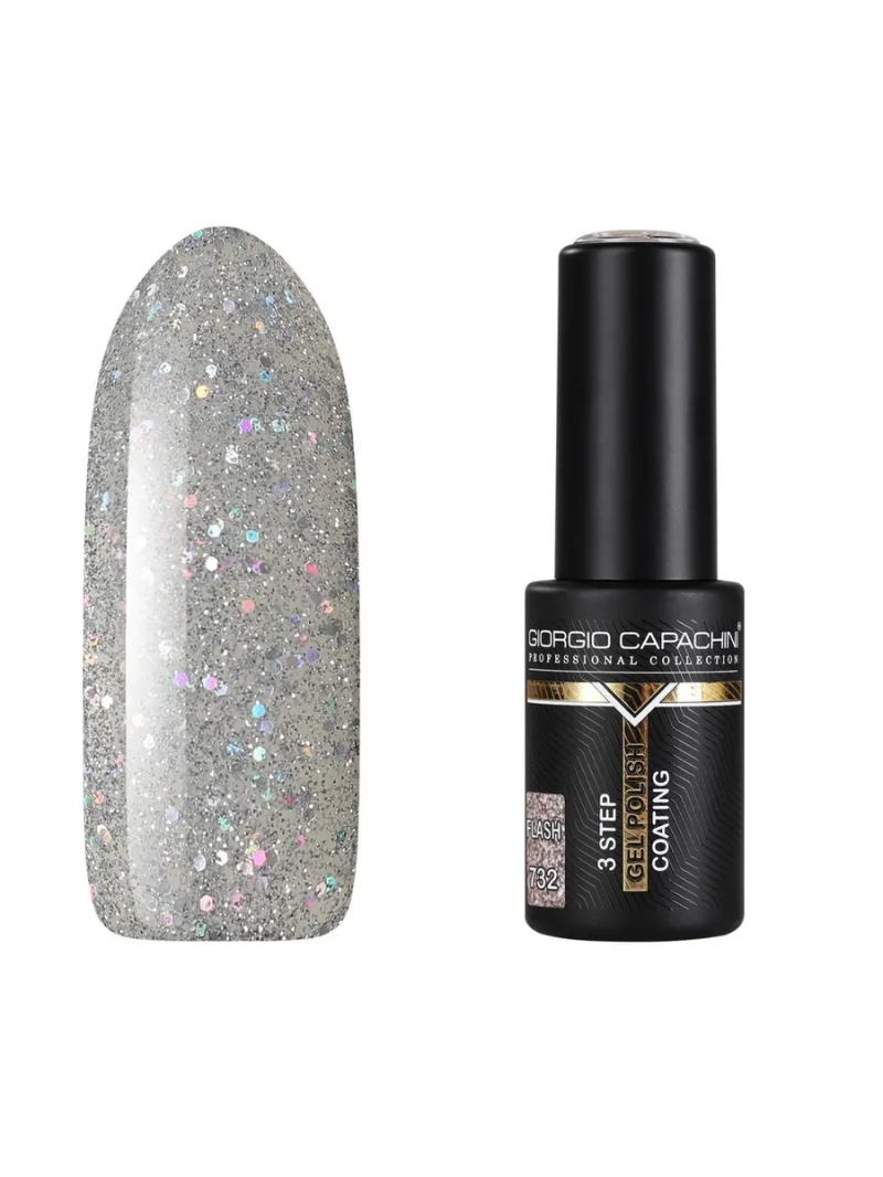 Светоотражающий гель лак с блестками т.732