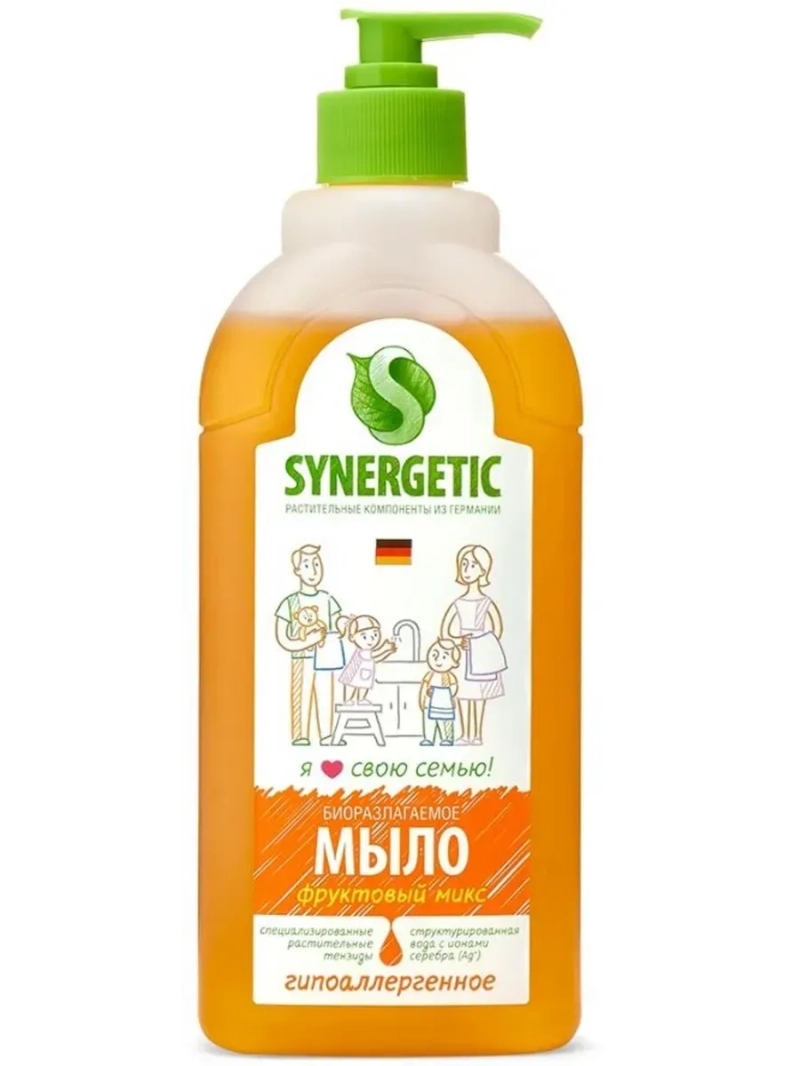 Жидкое мыло Синергетик Фруктовый микс гипоаллергенное 500мл